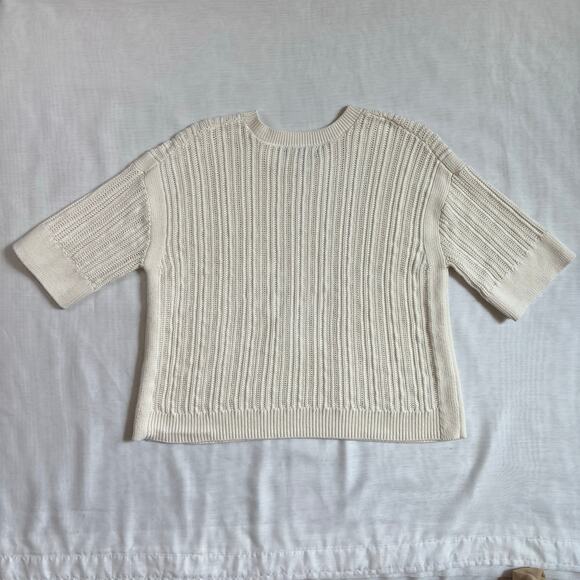 Banana Republic Over Sized Open-Stitch Sweater Off White Cream Size Medium - Picture 9 of 15